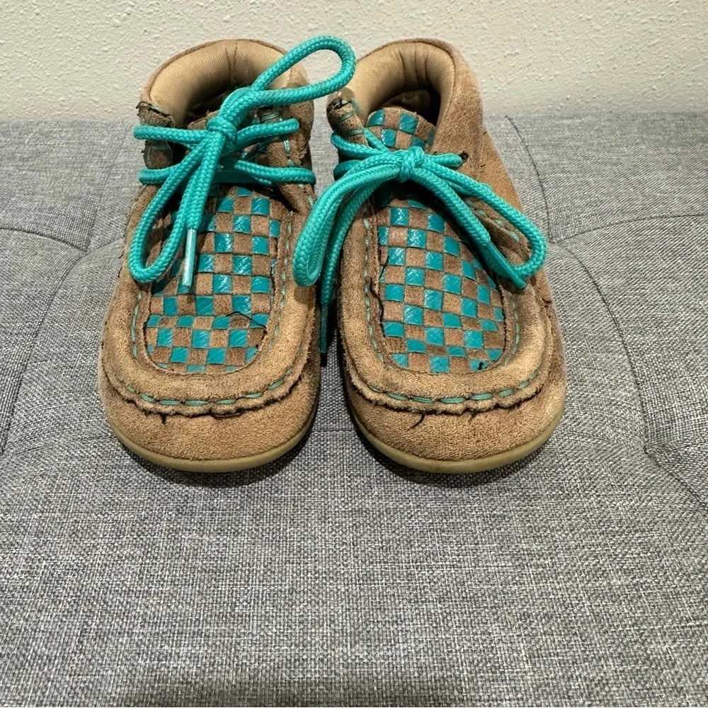 Twister Cassidy Kids Brown and Turquoise Moccasin Boots